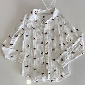 White Shirt with Horse Print
